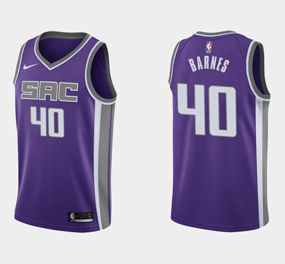 Men's Sacramento Kings #40 Harrison Barnes Purple Icon Edition Stitched Basketball Jersey